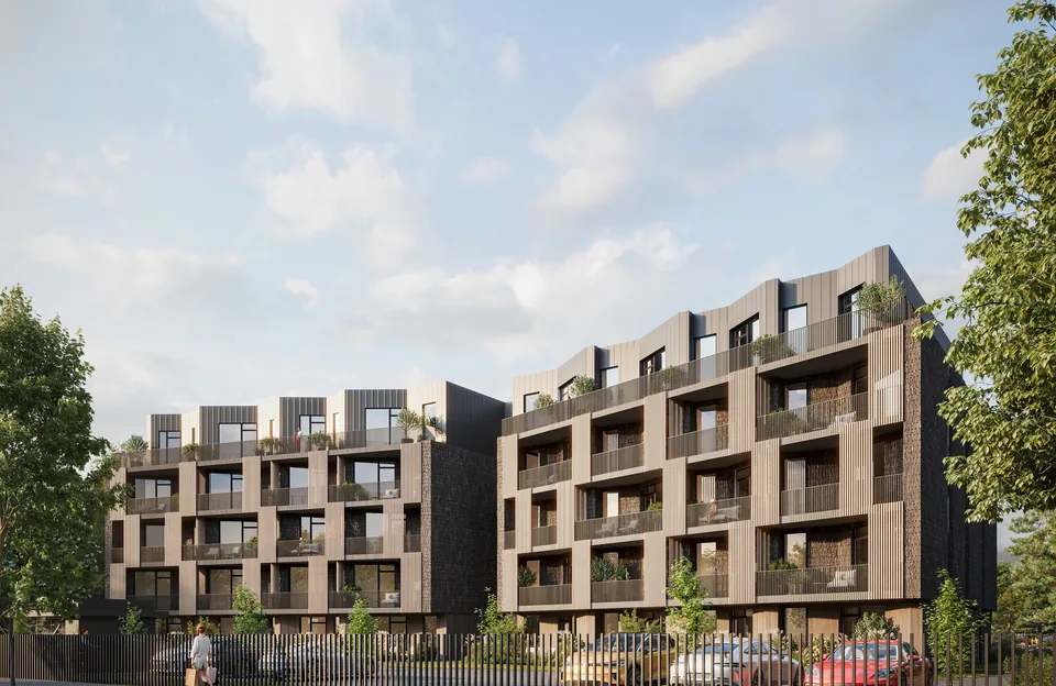 NORAI apartamentų komplekso Vanagupėje eksterjero vizualizacija.